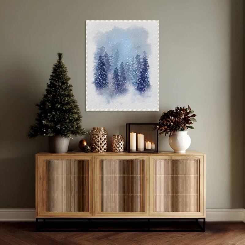Driven Snow II by Regina Moore (23 x 28 in.), Framed Canvas Wall Art Print - Sylvie Beaded White