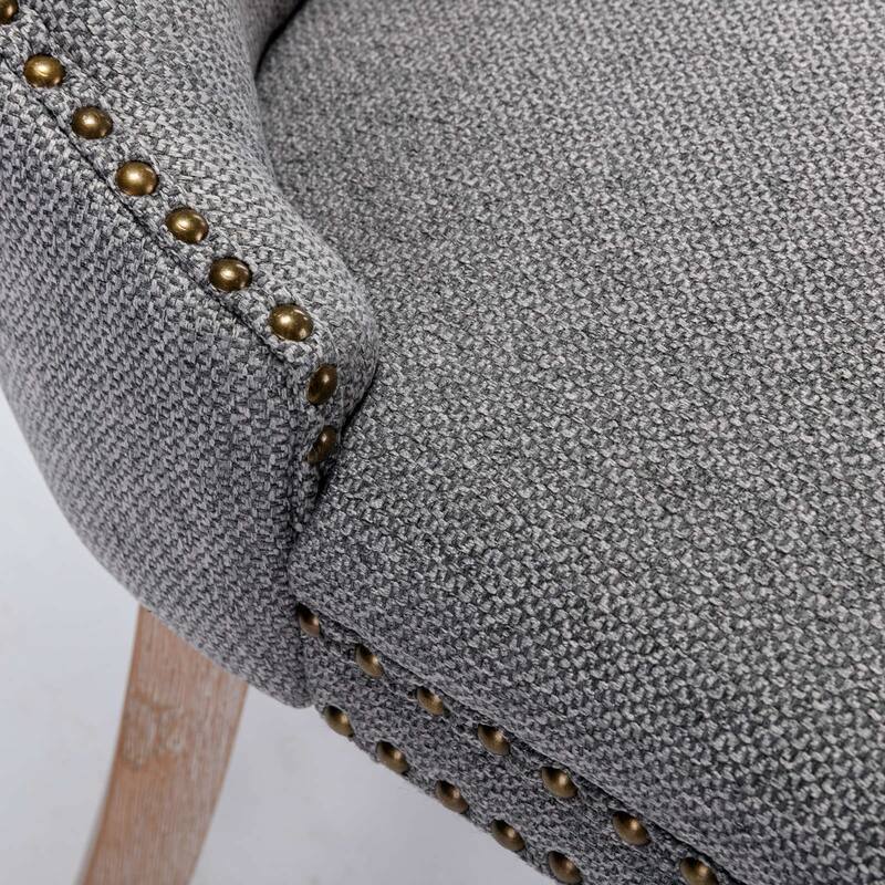 GDF Studio-Nikki Modern Wood Upholstered Dining Chair with Tufted Design, Nailhead Trim, 2-Pcs Set