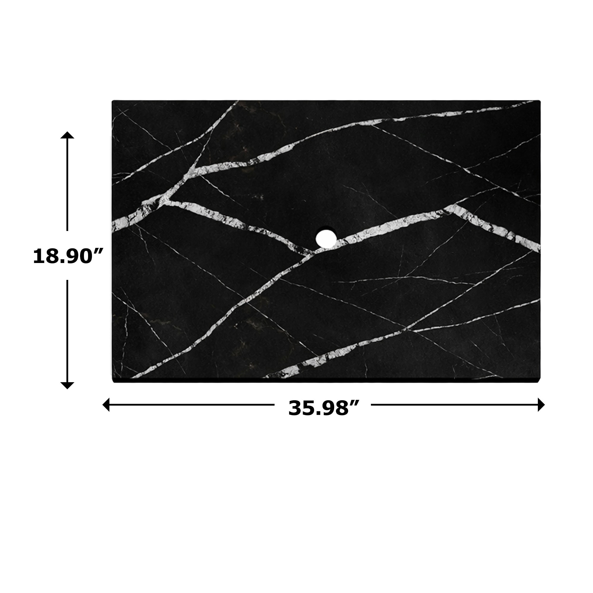 Thin Modern White and Black Solid Surface Vanity Countertop - Sizes 24", 30", 36", 48", 60", 72", 84"