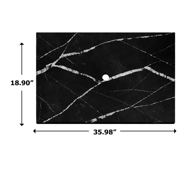 Thin Modern White and Black Solid Surface Vanity Countertop - Sizes 24", 30", 36", 48", 60", 72", 84" - 36" x 19" Marble Black