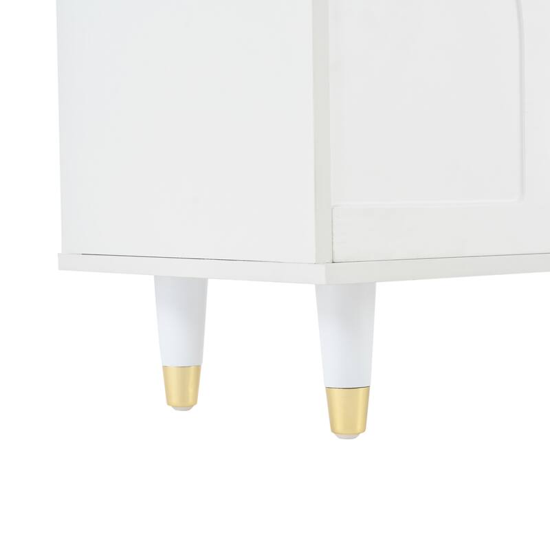 Modern TV Stand for TVs up to 78", Media Console with Adjustable Shelves, Gold Fluted Glass Doors & Handles, Cable Management