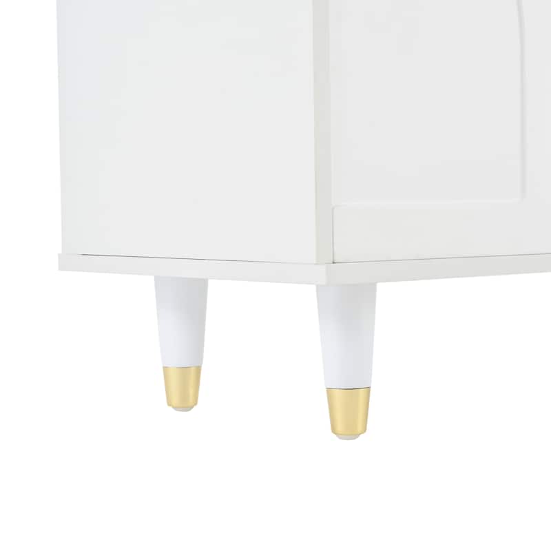 Roomfitters Contemporary TV Stand with Arch Fluted Glass Doors, Adjustable Shelves and Cable Management for TVs up to 78"