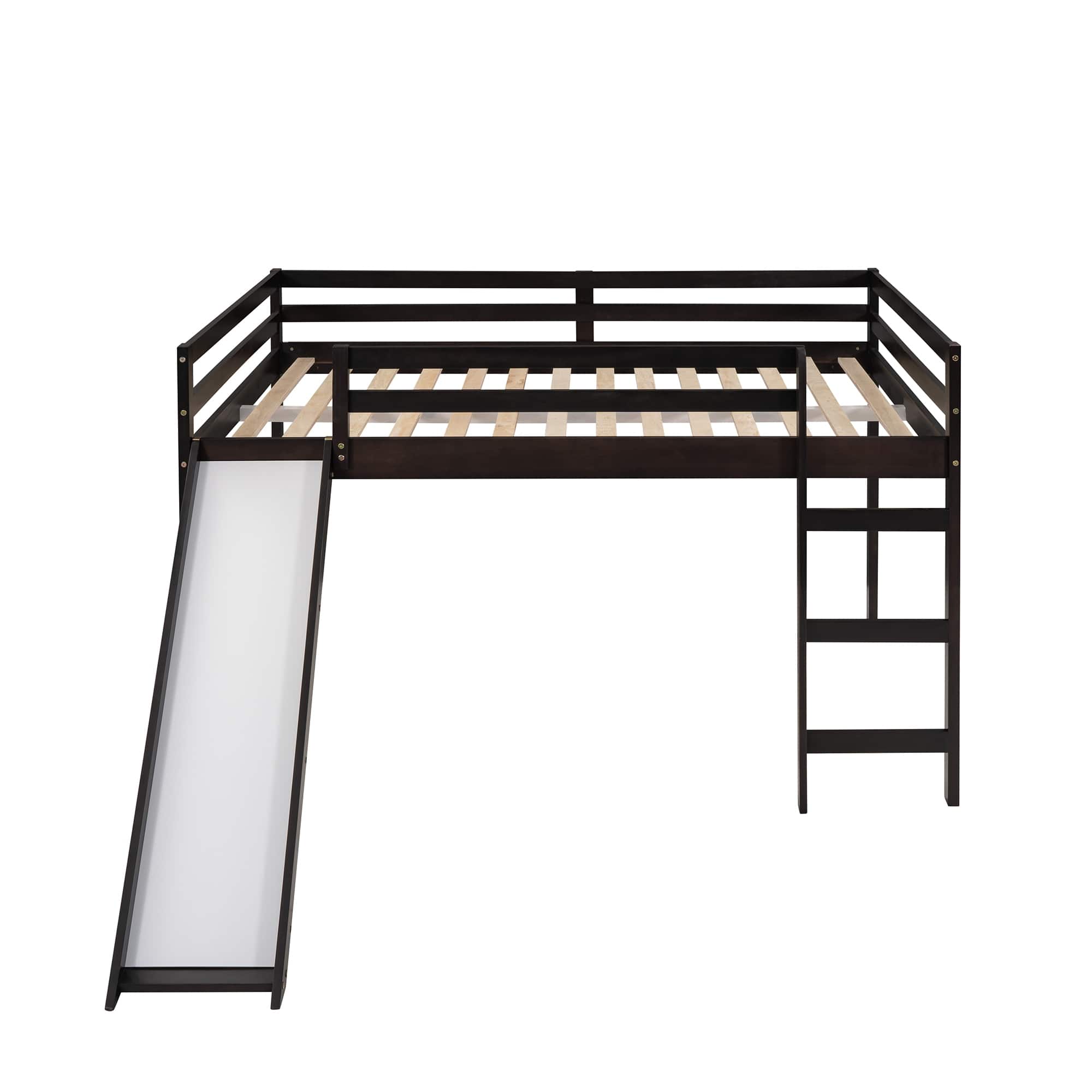 Loft Bed with Slide, Multifunctional Design, Full Espresso Bed Bath