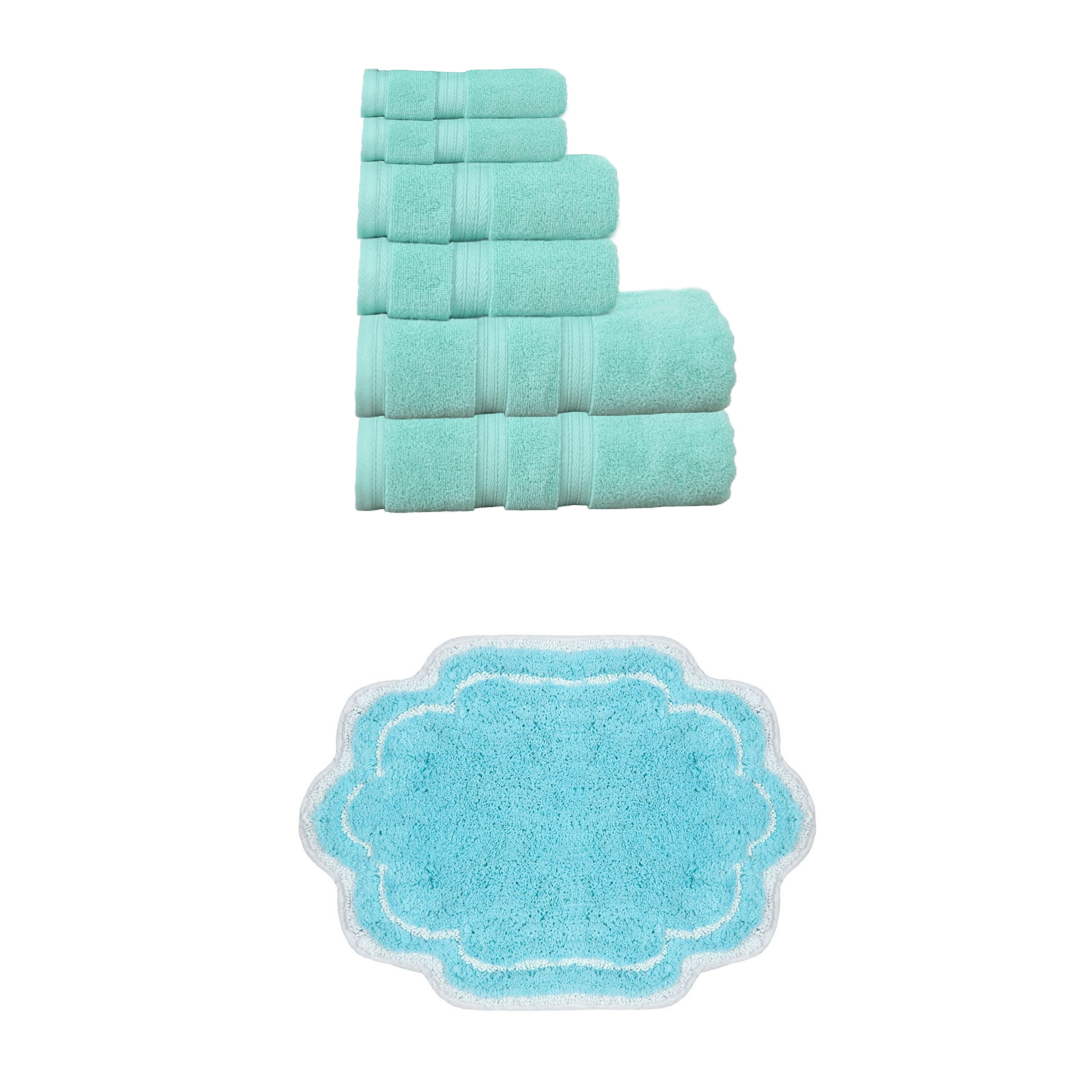 Home Weavers Allure Collection 100% Soft Cotton 6 Pc Towel Set & 1 Pc 17x24" Bath Rug, Machine Washable & Non Slip (Set of 7)