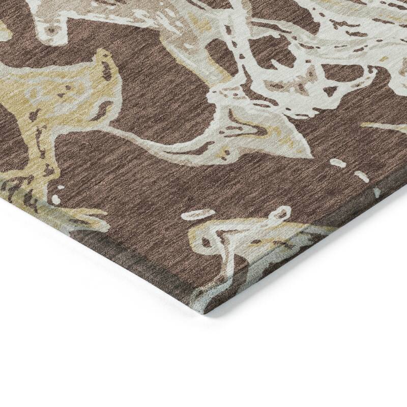 Machine Washable Indoor/ Outdoor Modern Wave Chantille Rug