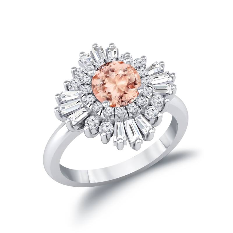 Auriya 1ct Morganite and Diamond Ballerina Engagement Ring 3/4ctw 14k Gold