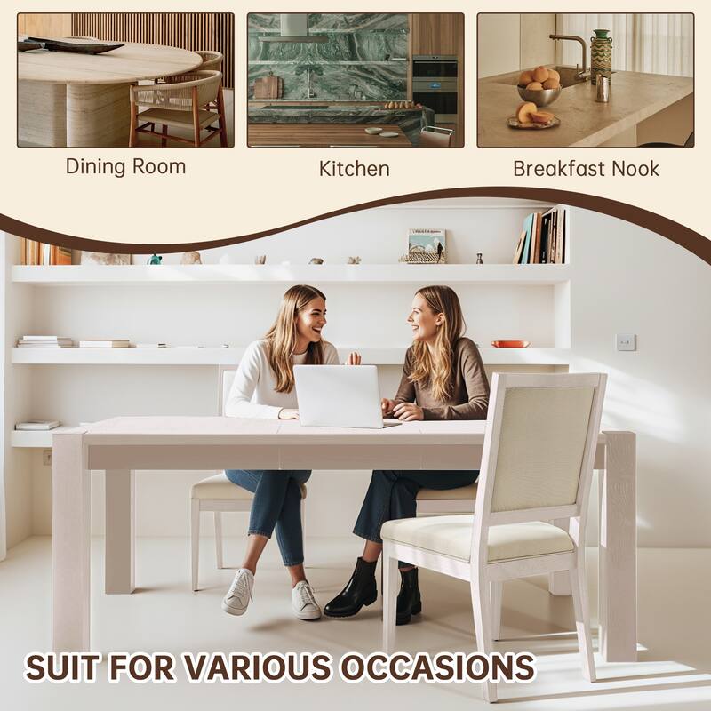 Modern Linen Cushioned Dining Chair, Fully Upholstered Accent Chair