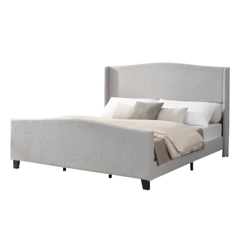 49.21"High Back Upholstered Headboard Teddy Velvet Bed Frame
