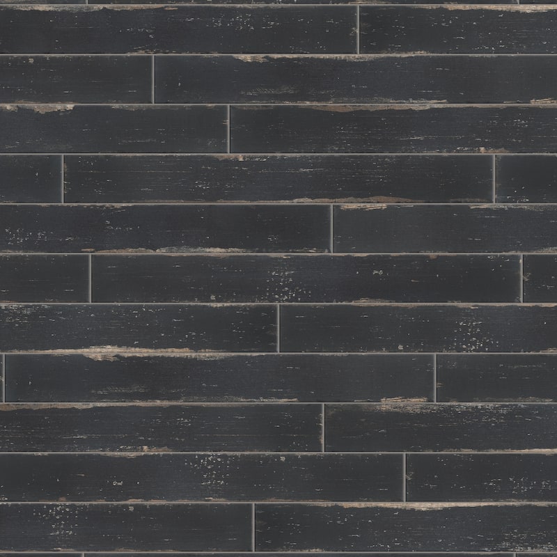 Merola Tile Retro Nero 2-3/4" x 23-1/2" Porcelain Floor and Wall Tile