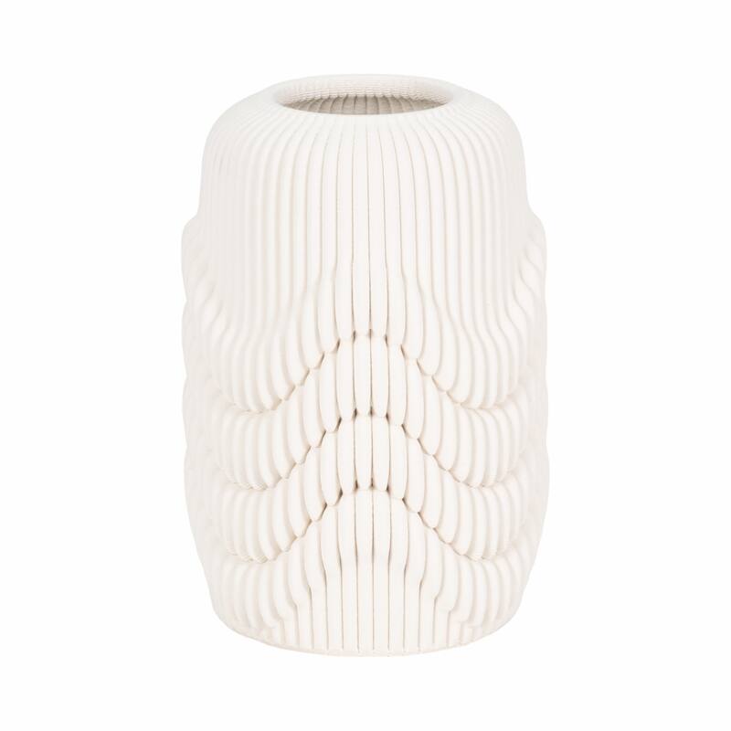 Porcelain 3D Printed Textured Vase - Ivory/Beige