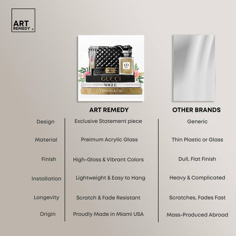 Luxury Paris Handbag and Books Acrylic by Art Remedy, Ready to Hang