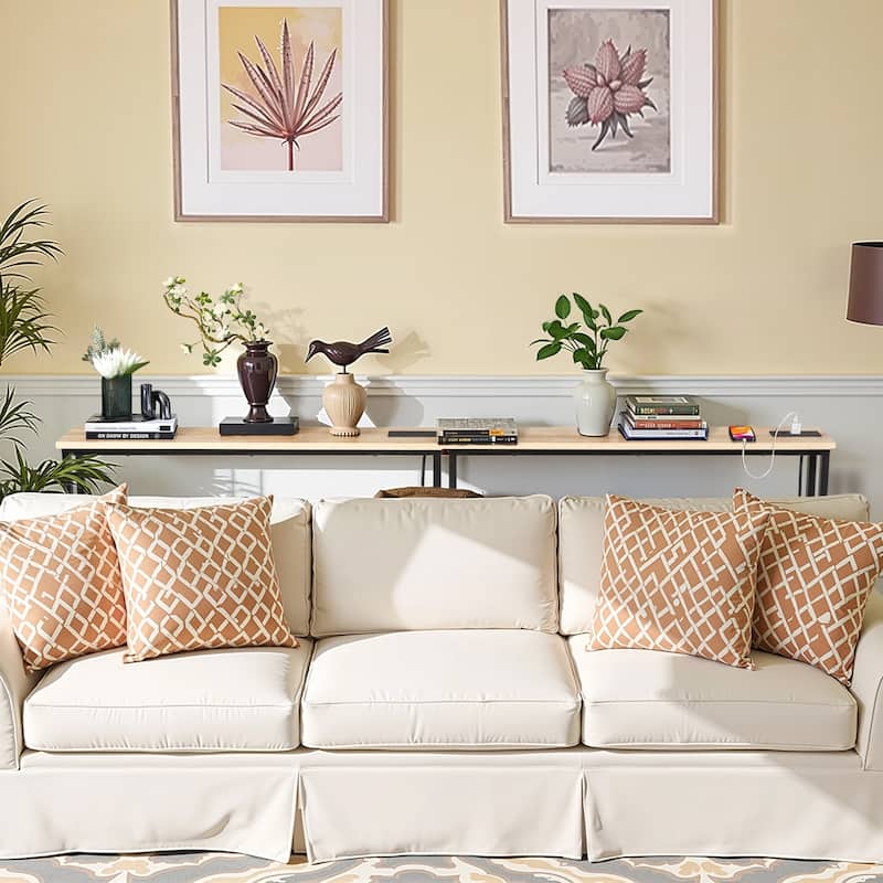 Metal Console Sofa Tables with Built-In USB and AC Ports Pack of 2 - 78.7 x 5.9 x 31.1 in