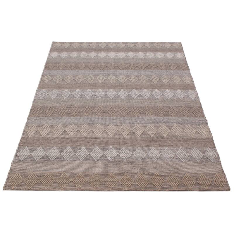 ECARPETGALLERY Braid weave Sienna Taupe Wool Rug - 6'1 x 8'10