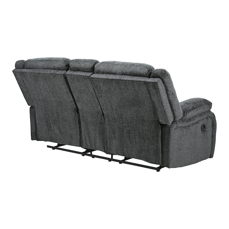 Draycoll Contemporary Double Reclining Loveseat w/Console, Slate - Medium