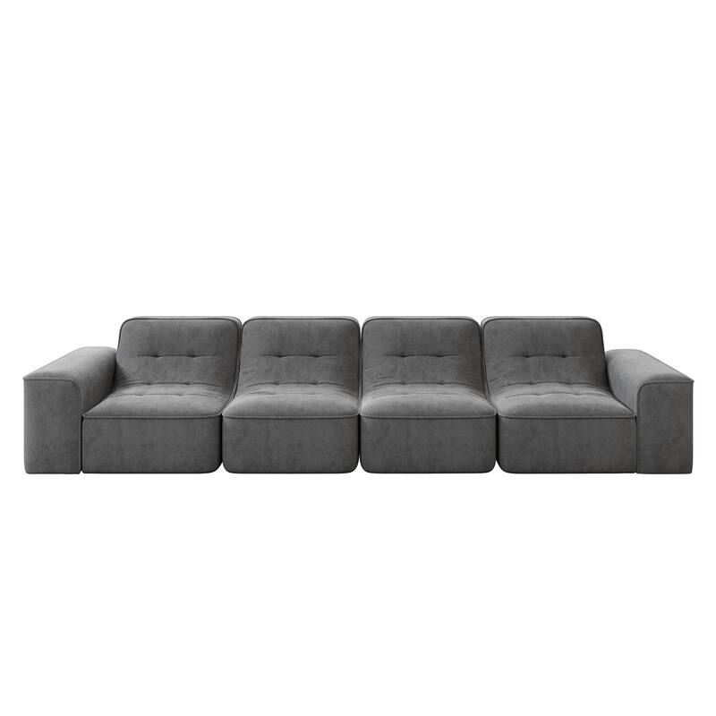 GDFStudio - Modern 143.7" Tufted Chenille Upholstered Modular Sectional Sofa Set with Removable Ottoman & Ergonomic Design