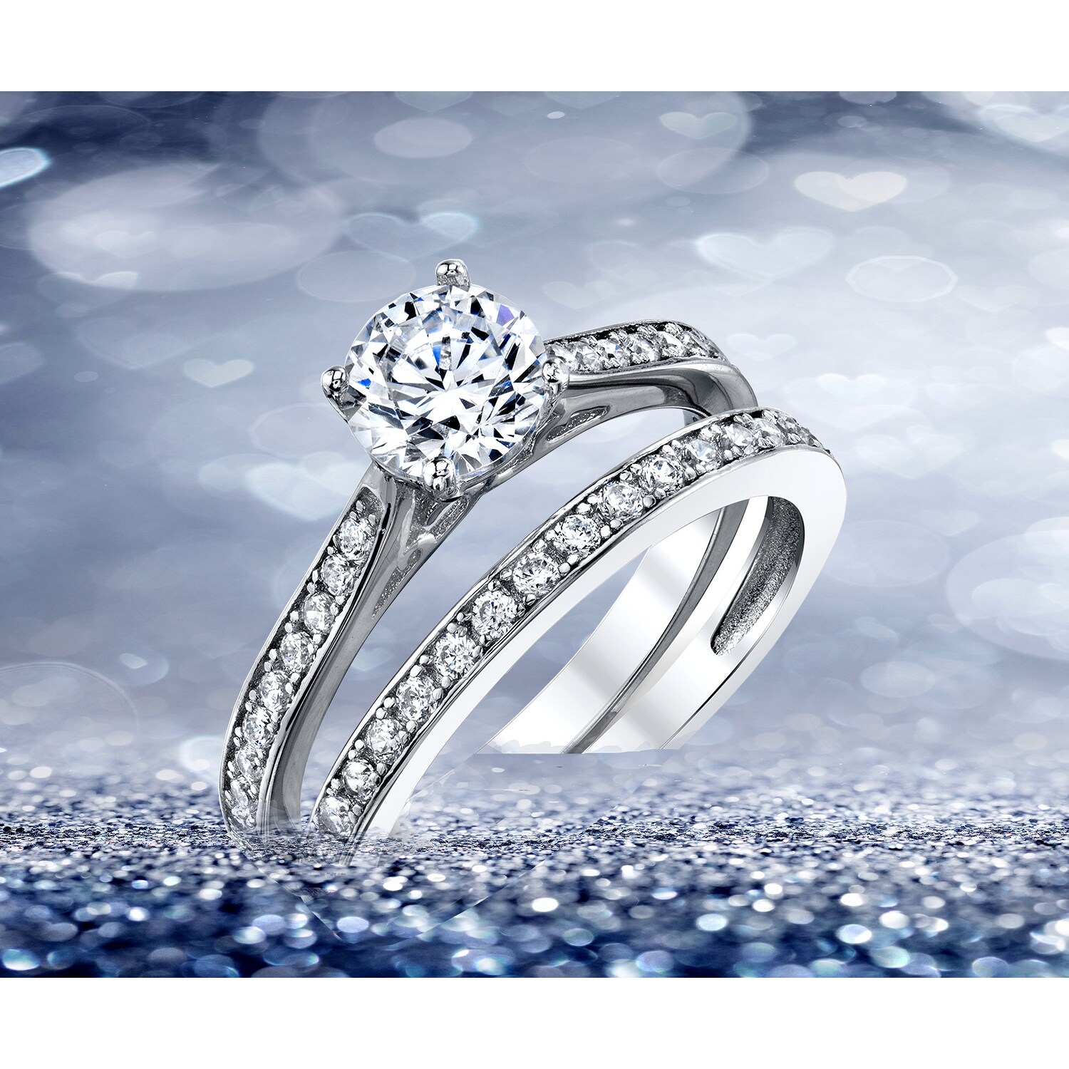 Wedding Band Engagement Ring Bridal Sets 925 Sterling Silver CZ