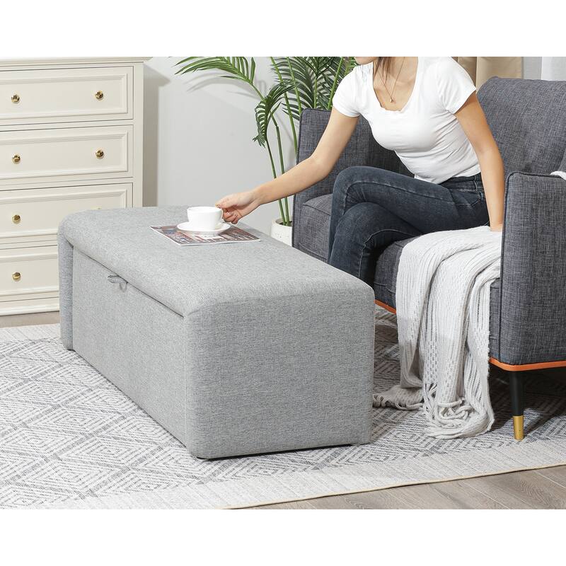 Adeco 49 Inches Side-opening Storage Bench Ottoman with Padded Cushion - 49.2"X18.9"X16.5"