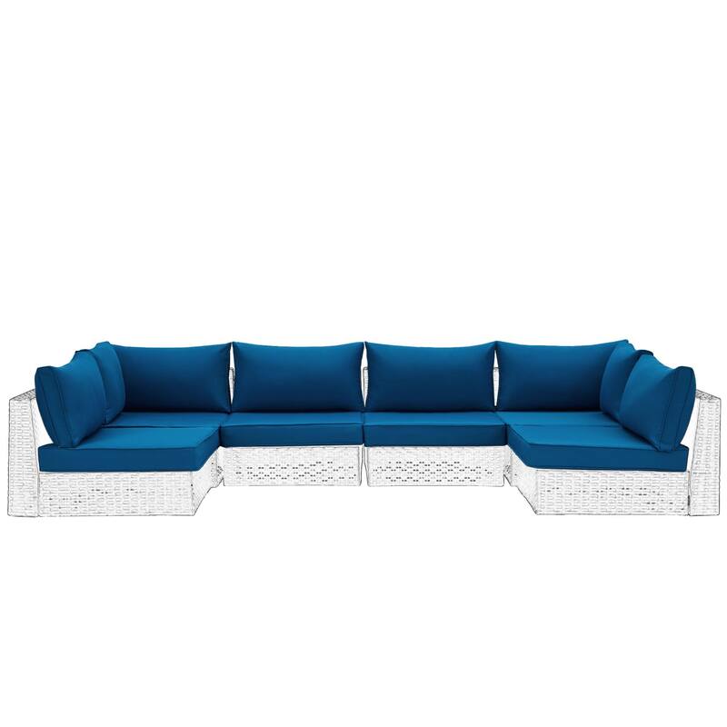 Outdoor Replacement Cushions for Patio Furniture, Waterproof & Non-Slip 4" Sofa Cushions, 6-Seat Conversation Sets, UV-Resistant