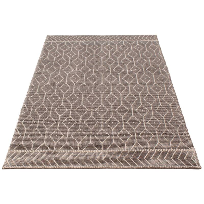 ECARPETGALLERY Braid weave Sienna Taupe Wool Rug - 6'0 x 8'11