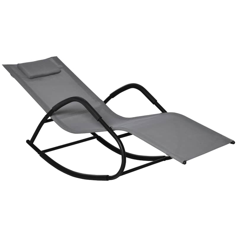 Outsunny Garden Rocking Sun Lounger Outdoor Zero-gravity Reclining Rocker Lounge Chair for Patio, Deck, Poolside Sunbathing