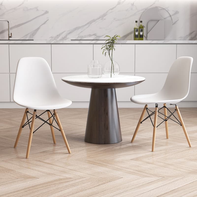Set of 4 Modern Dining Chairs with Beech Wood Legs and Ergonomic Backrest for Kitchen or Dining Room