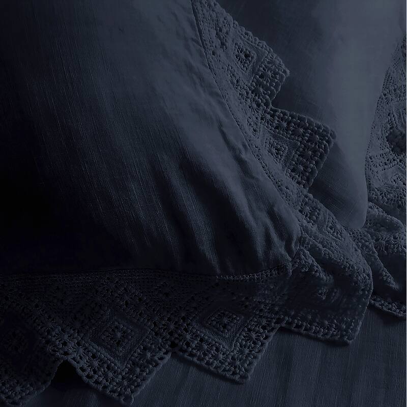 Elsie Lace True Navy 6 Piece Coverlet Set