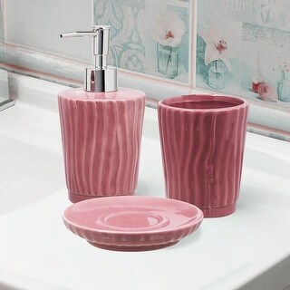 Fuchsia Dolomite Bathroom Accessories Set - Soap Dispenser, Soap Dish & Tumbler - N/A - Bed Bath ...