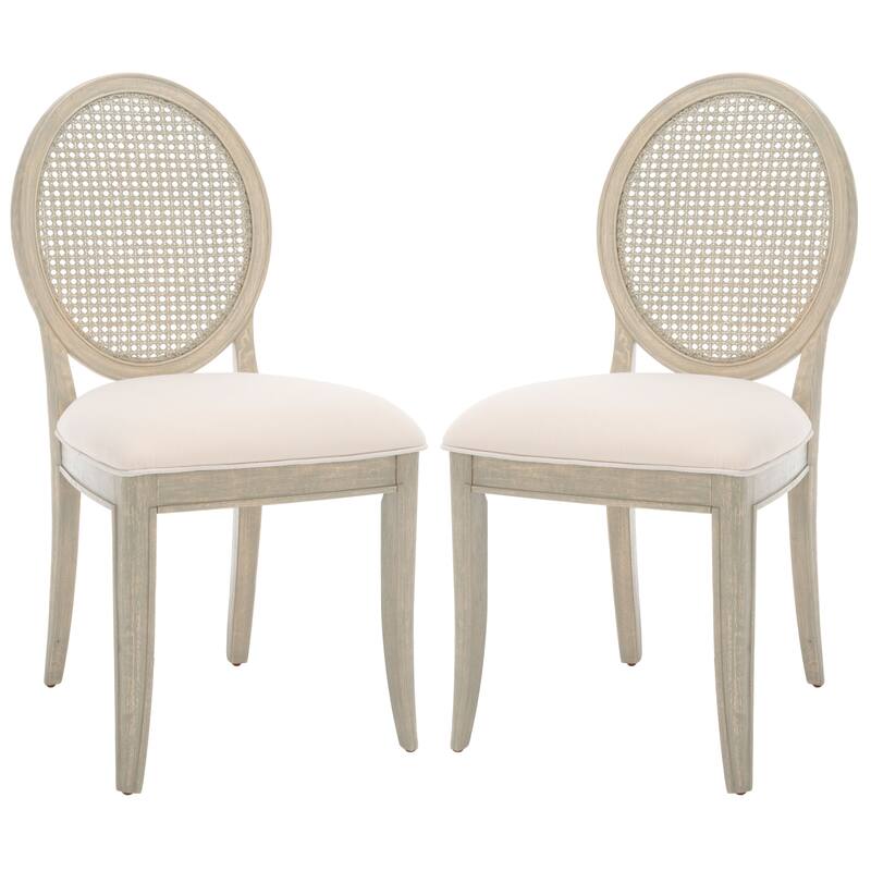 SAFAVIEH Couture Matthildi Rattan Back Dining Chair (Set of 2) - 19 In W x 22.5 In D x 38.5 In H - 19Wx23Dx39H