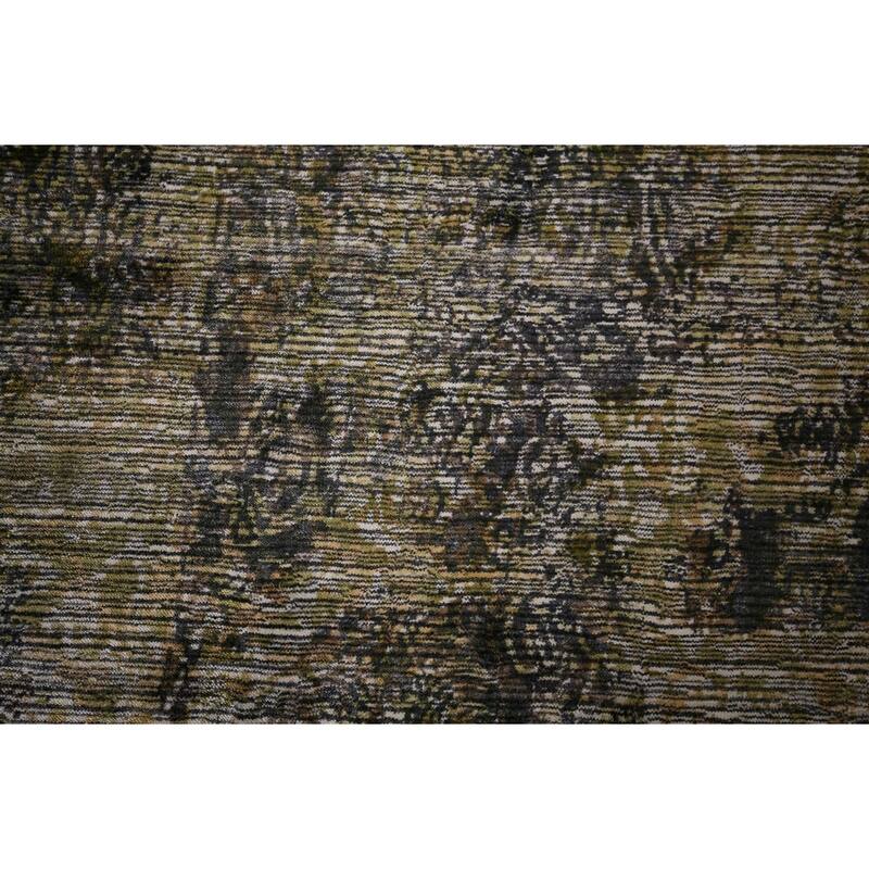 Abstract Indian Area Rug Hand-Knotted Wool Carpet - 5'0"x 7'11"