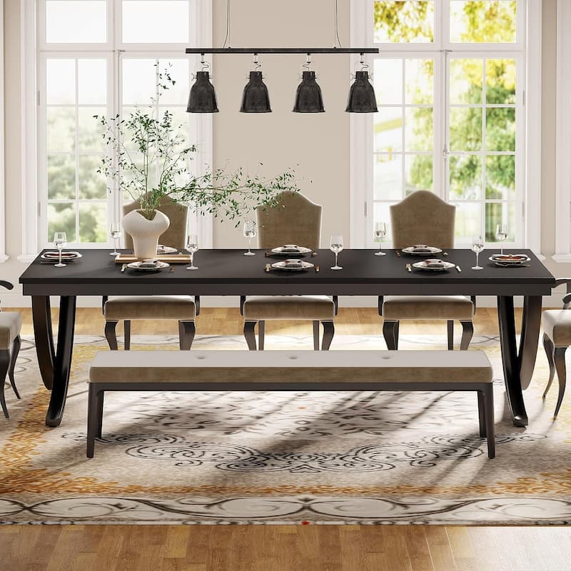 78" Large Rectangular Dining Table, Farmhouse Solid Wood Top Kitchen Table for Dining/Living Room