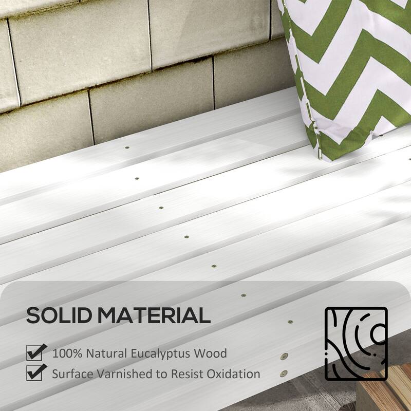 Wooden Garden Bench, Leisure Bench Outdoor Park Bench with Slatted Seat, Backless Front Porch Bench with Curved Seat