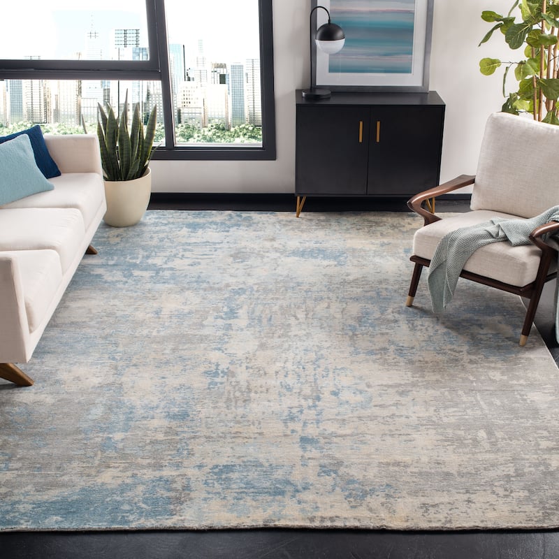 SAFAVIEH Handmade Mirage Hadewig Modern Abstract Viscose Rug - 8' x 10' - Silver/Blue