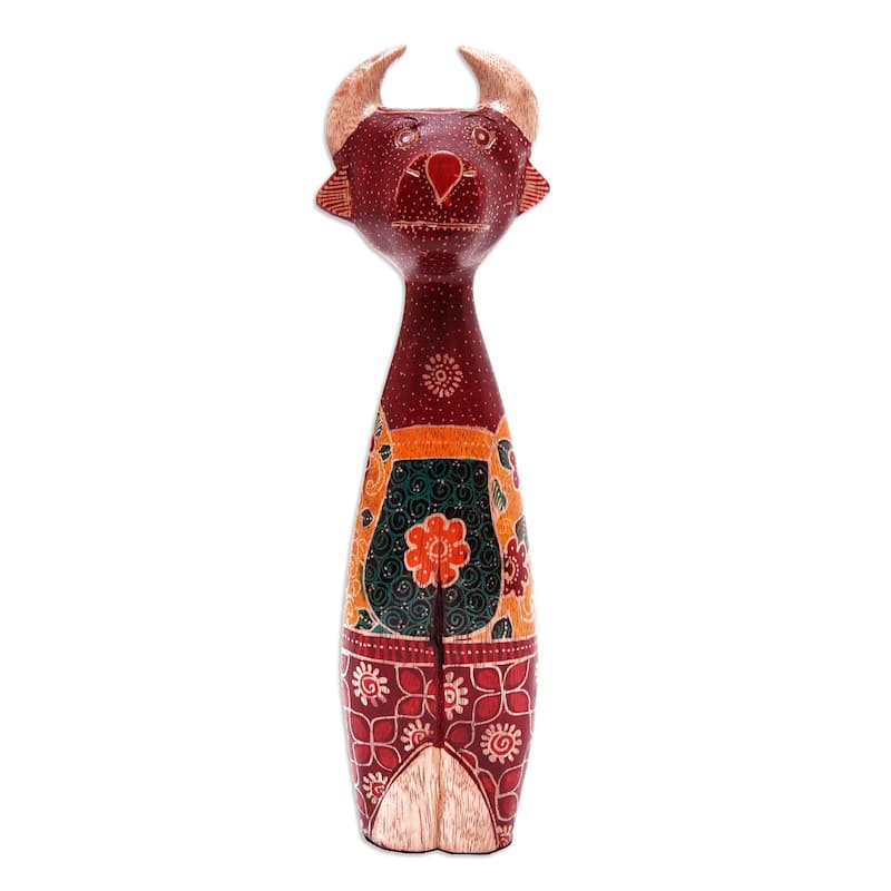 Novica Handmade Unique Deer Wood Sculpture