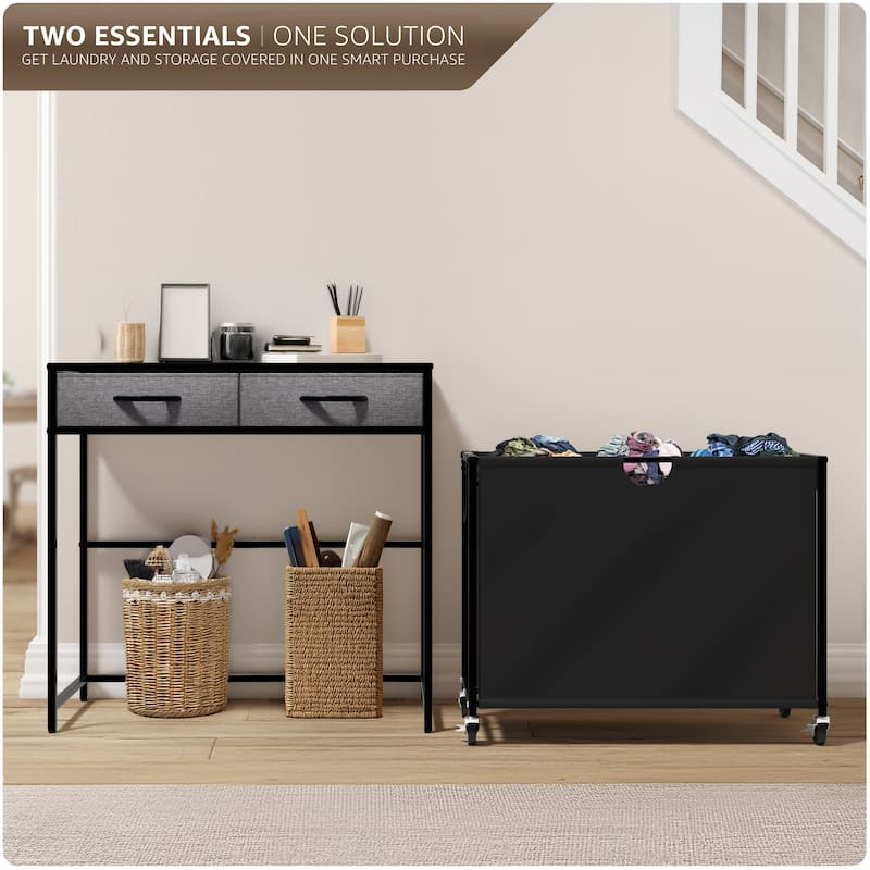 Sorbus Dresser with 3 Section Laundry Hamper Pull-Out with Wheels and 2 Drawers Laundry Room Organization