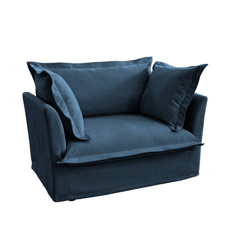 Chenille Slipcovered Armchair with Deep Seat & 3 Pillows (300lb Capacity)