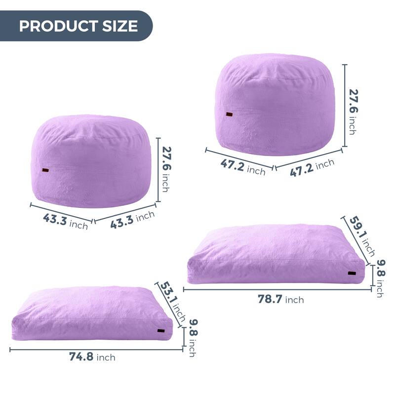 Giant Convertible Bean Bag Chair, Folds from Beanbag to Floor Mattress Bed