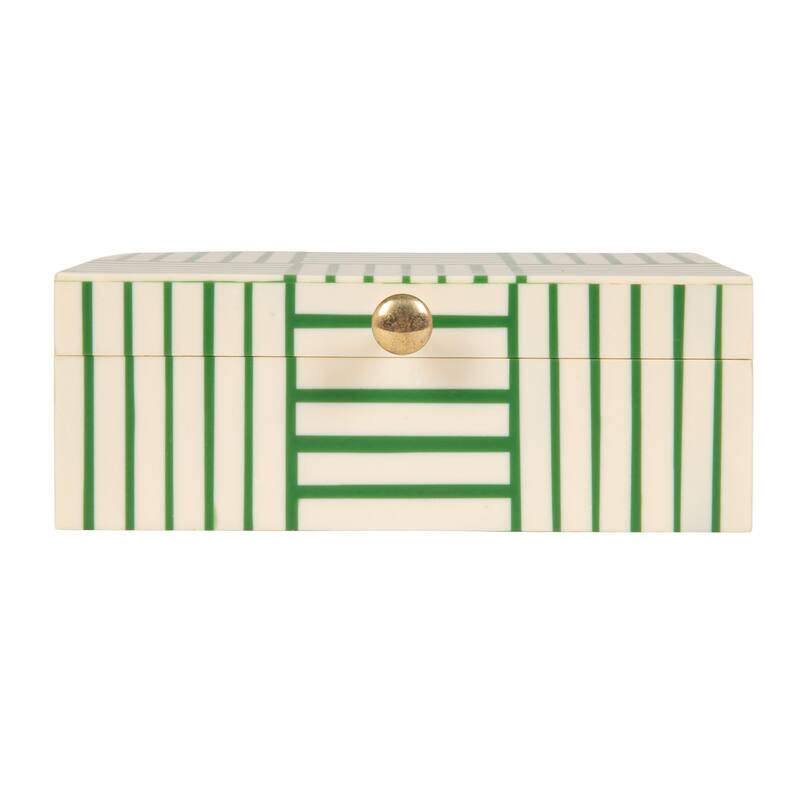 Resin Box with Striped Block Pattern and Gold Clasp