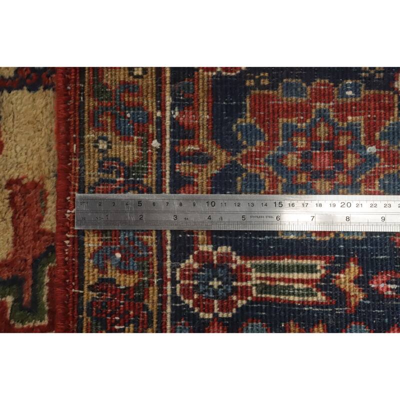 Hand Knotted Oriental 100% Wool Carpet Traditional Floral Oranges & Rust Heriz (serapi) Area Rug - 12' 0'' X 9' 7''