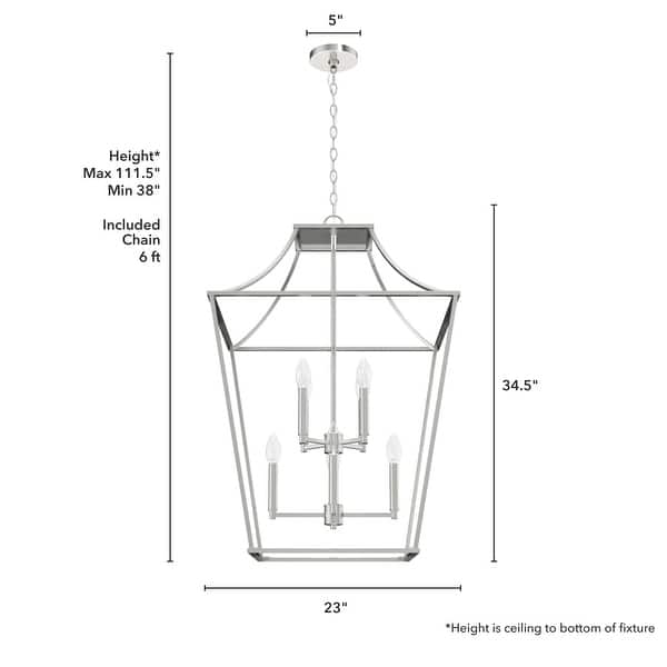 dimension image slide 2 of 3, Hunter Laurel Ridge 23" 8-Light Lantern Pendant - Entry - Candle, Modern Farmhouse, Contemporary, Transitional