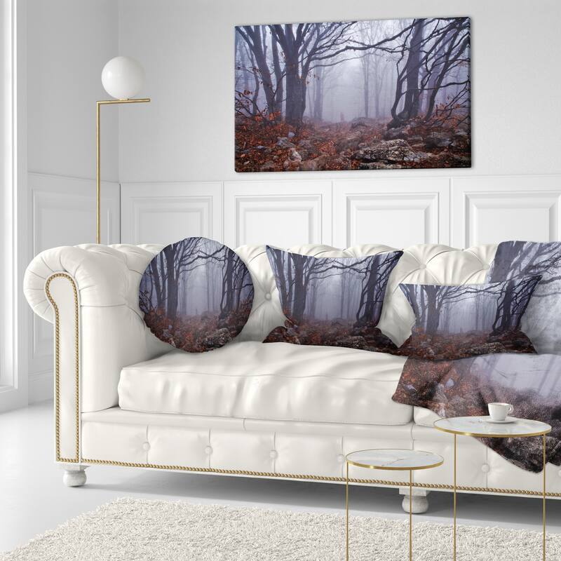 Dark Foggy Forest in Autumn - Landscape Photo Canvas Print - 40 in. wide x 20 in. high - 1 Panel
