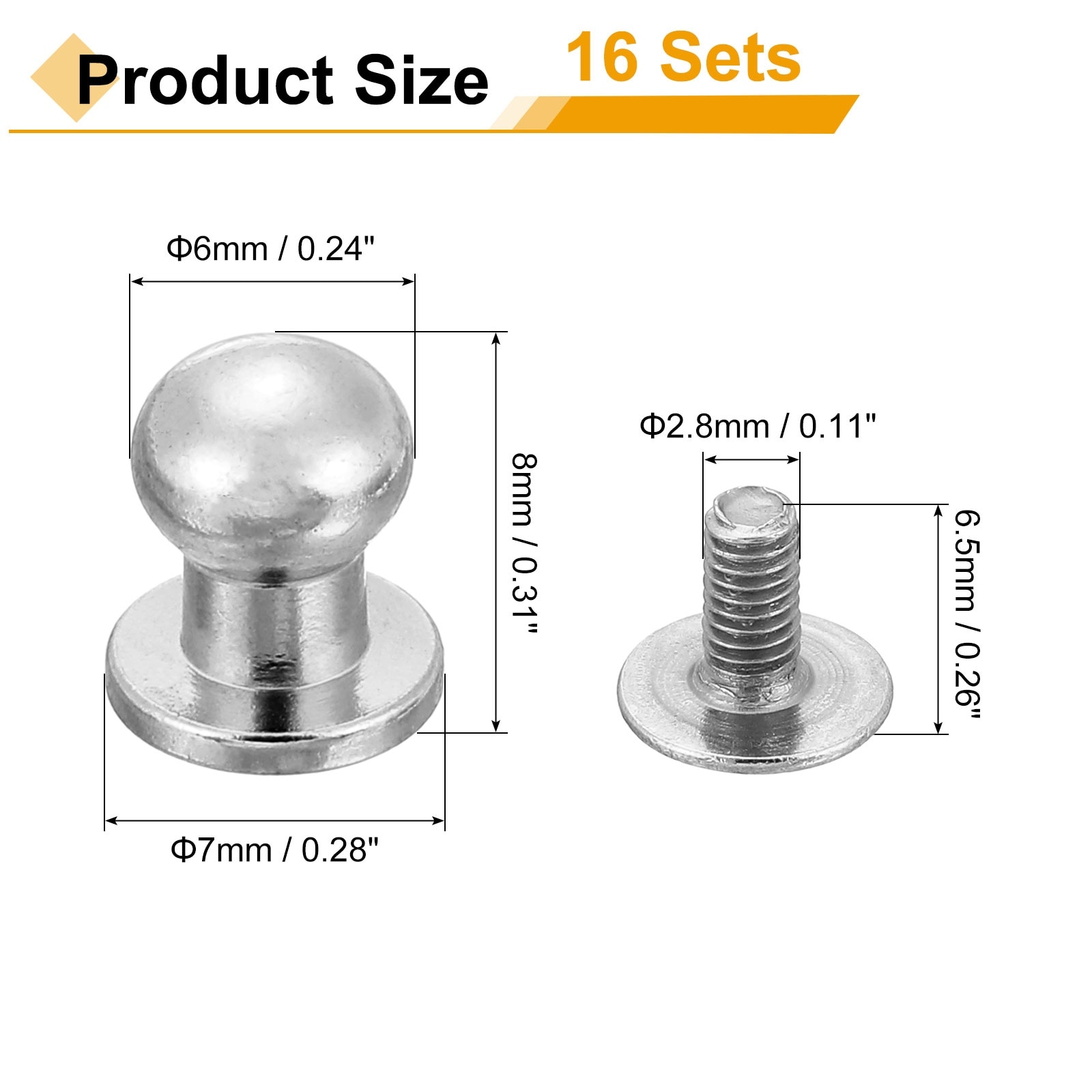 Ball Head Stud Screw Back Round Head Button Nipple Leather Rivets for DIY Leather Craft Handbag Shoes Belt Repair