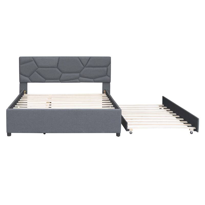 Brick Pattern Platform Bed with Trundle