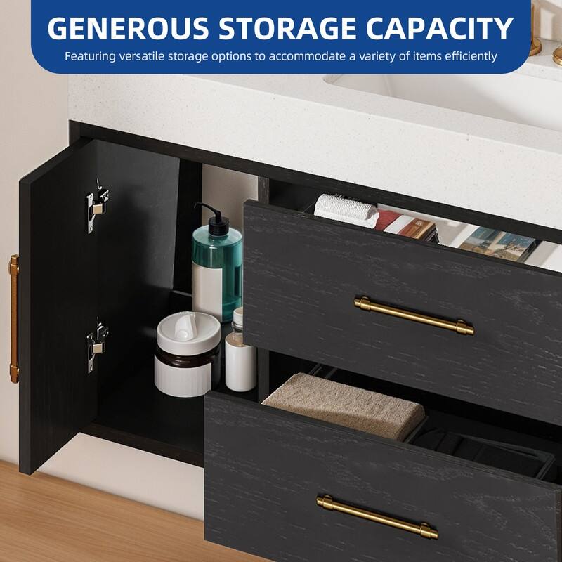 Moasis 40" Floating Wall Mounted Bathroom Vanity with 2 Drawers & 2 Storage Cabinet