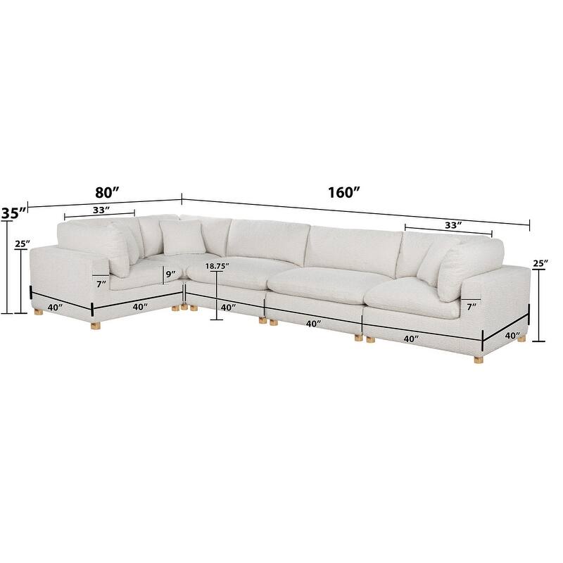 Best Quality Furniture 4-Piece Sectional Boucle Fabric