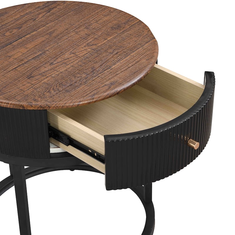 Modern Round Nightstand with Drawer