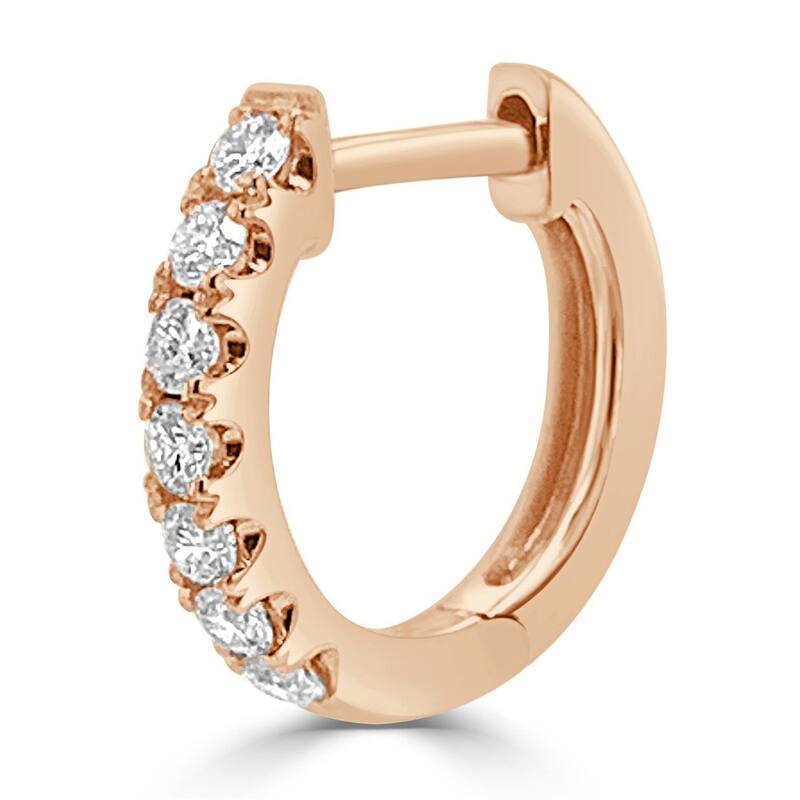 Joelle Collection Half-a-Pair Huggie Small Hoop Earring 0.11 cttw. 14K Gold - Perfect for Second Hole - 12mm