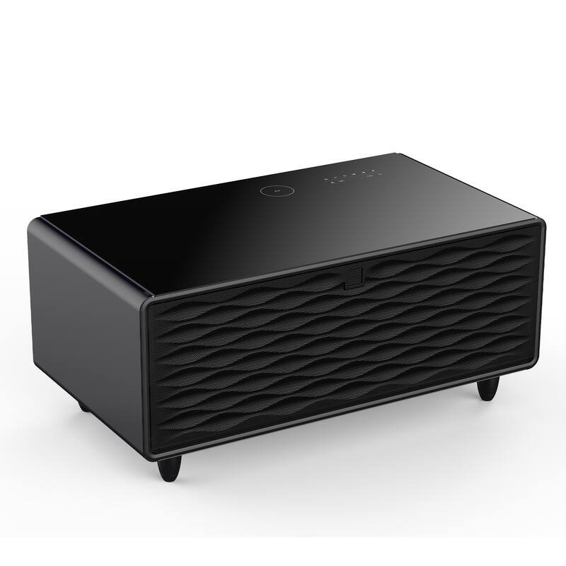 Modern Smart Coffee Table with Built-in Fridge Bluetooth Speaker Touch Control Panel Atmosphere light, for Living Room