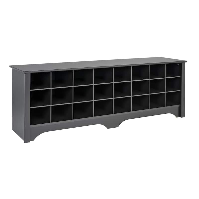 Prepac Hall Bench with Storage and Seating: 24-Shoe Cubby Bench, Ideal White Shoe Rack for Entryway