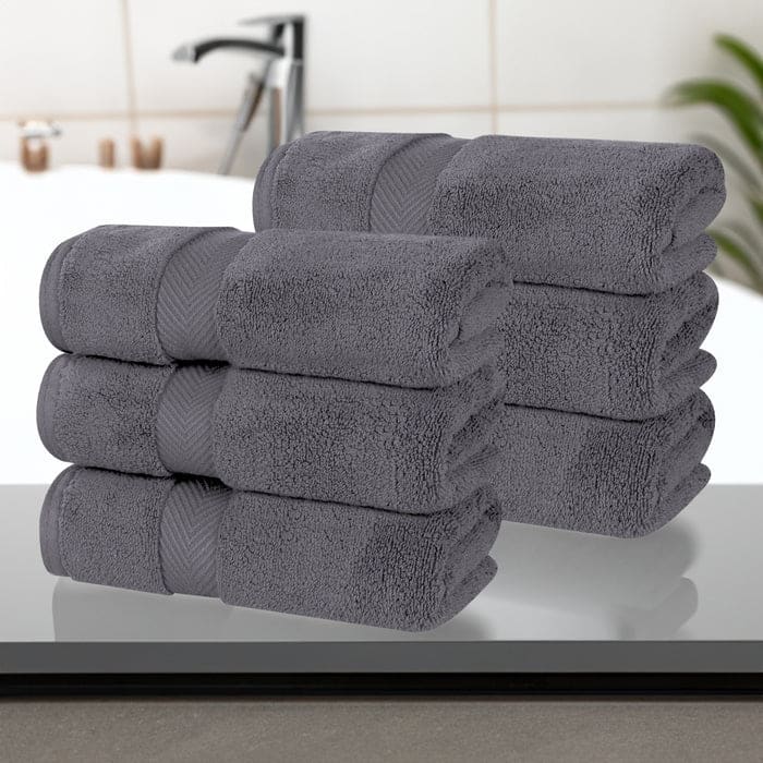 Superior Zero Twist Cotton Solid Soft Absorbent Hand Towel Set of 6