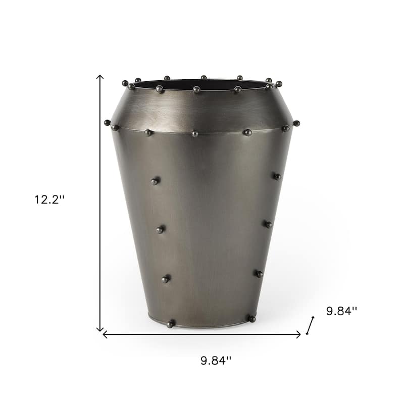 12" Gray Metal Table Vase - 9.84